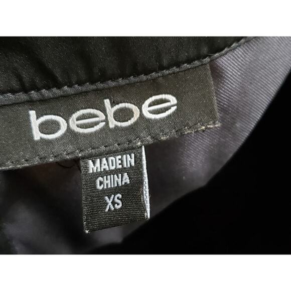 Bebe Wrap Dress Womens XS Multi Silk Paisley Empire Waist Cold Shoulder Sleeve - Picture 3 of 10